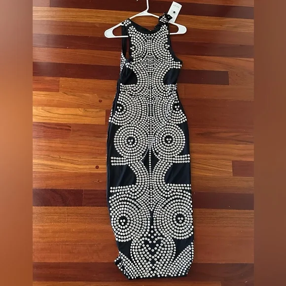 AKIRA | Dresses | Akira Black And Silver Embellished Midi Dress | Poshmark